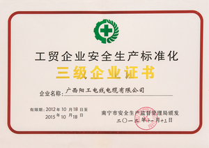 工贸企业安全生产标准化三级企业证书
